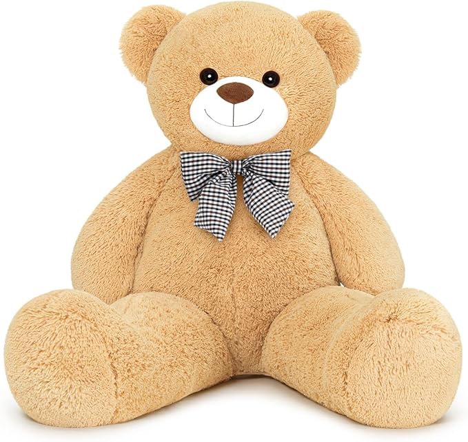 Giant Teddy Bear 47" Stuffed Animals Plush Toy, 4 Feet Cute Life Size Big Soft Bear for Boy Girl Birthday Valentine Mother's Day, 5 LBs, 120 CM, Light Brown