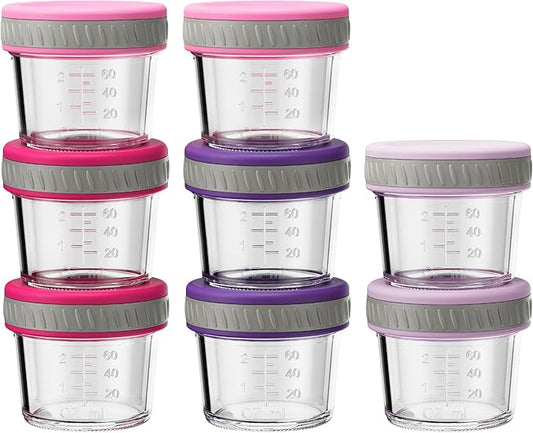 Sursip 8Pcs 4 oz Glass Jars with Lids, Airtight Mason Jars for Baby Food Storage, Juice, Milk, Yogurt, Overnight Oats, Mini Toddler Snack Cups