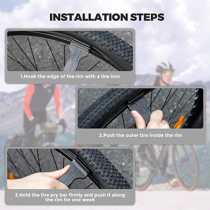 ROCKBROS Bike Tire Lever Tire Removal Tool Quick and Easy Tire Removal and Installation for Road or Mountain Bike Tires,Pack of 1,Black