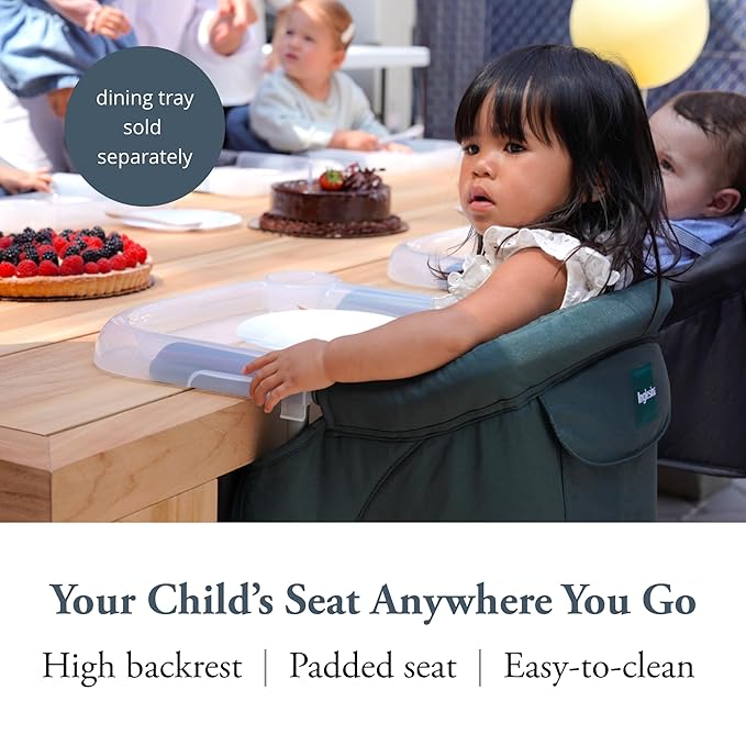Inglesina Fast Table Chair, Dark Green - Portable Baby High Chair - for Babies & Toddlers up to 37 lbs - Collapsible - Fits Tables 0.8'' to 3.5'' Thick - Compact & Easy to Use - Travel Bag Included