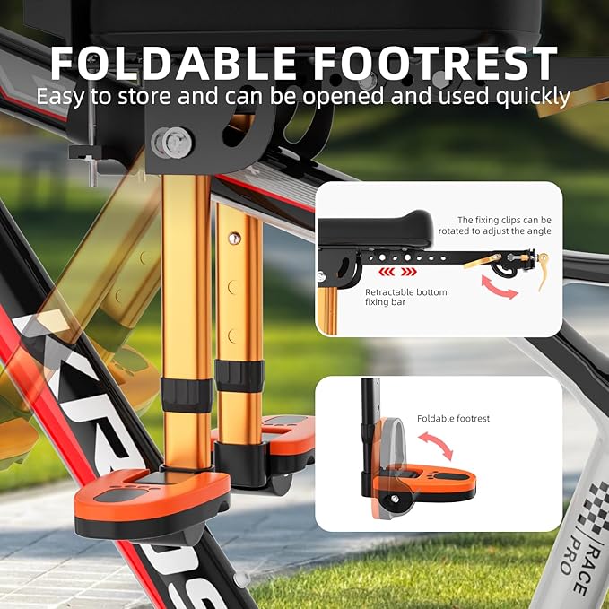 Child Bike Seat - Front Mount, Kids Bike Seat for Adult Bike,Retractable Baby Bike Seat Front Mounted, Toddler Bike Seat for Children 2~6 Years