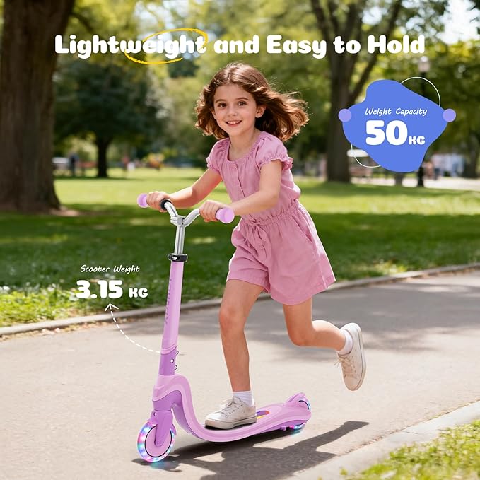 Scooter for Kids with Light-Up Wheels & Deck, Adjustable Heights 2 Wheel Kick Scooters for Kids 5-7, Toddler Scooters with 4 Lighting Mode Deck