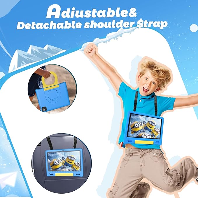 Kids Tablet 10", Android 14, 8GB+64GB (1TB Expandable), Octa-Core, 1280×800 HD Display, Dual Cameras, 12-Hour Battery, Parental Controls, Childs Tablet with Shockproof EVA Case