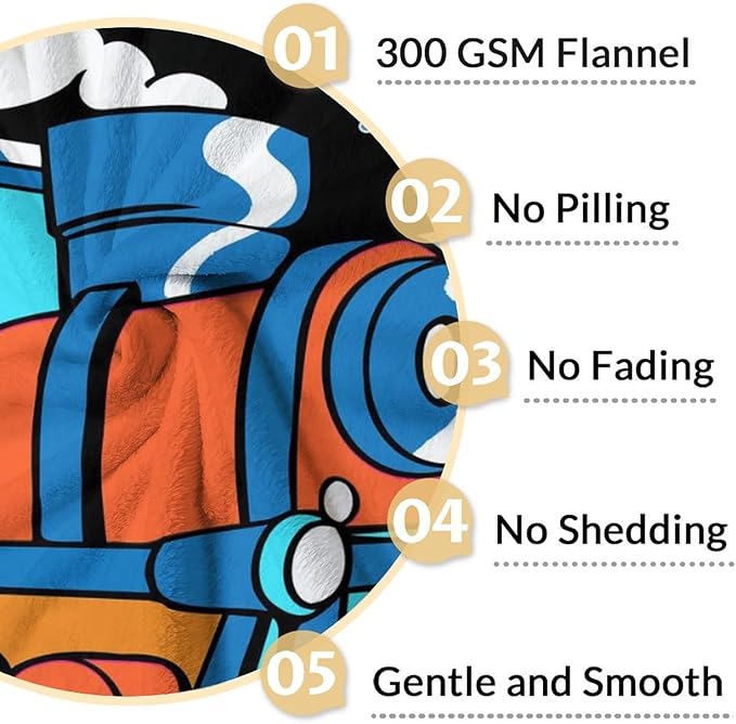 Personalized Train Blanket for Kids - Soft Plush Train Blankets with Name - 30"x40" Inches Small for Chair - Black Vintage Throws