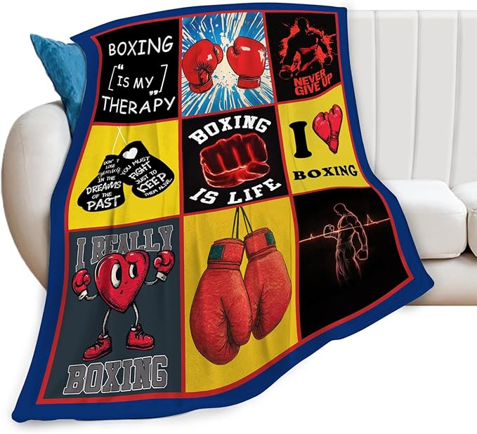 Boxing Blanket Boxing Gloves Sports Lover Throw Blankets Gifts for Girls Boys Kids Soft Cozy Fleece Plush for Couch Sofa Bed 50"x40"