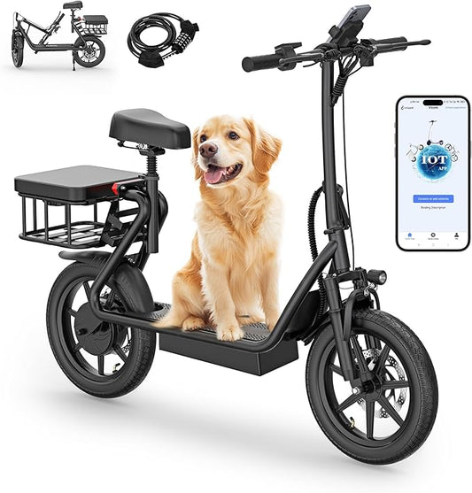 NAVIC Electric Scooter with Dual Suspension/Braking, 350W/500W Motor, 19/22 Mph, Max 22/27/49Mi Range, Foldable E Scooter for Adults with App