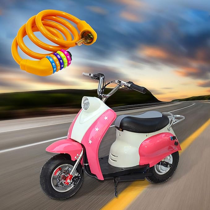 Bike Lock Cable - 4 Feet Resettable Cable Lock - Self Coiling 5 Digit Combination Bicycle Lock (Orange)