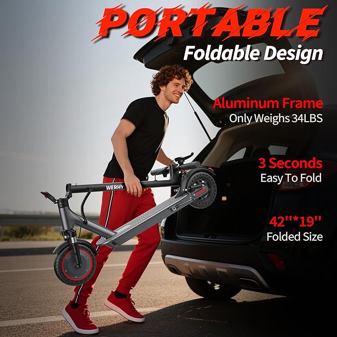 WERHY Electric Scooter, 350W/500W Motor, Top Speed 19/22 mph, Max 16/23/25/28Miles Ranges, Foldable E Scooter for Adults