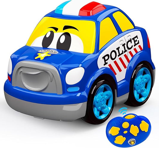 Remote Control Emergency Rescue Vehicle for Toddlers 1-3 RC Police Cars with Sirens Sound and Light Toy Police Car for Kids 3-5 Year Old 2.4G Cartoon Cars Boys&Girls Gifts for Birthday