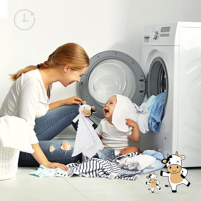 Pro Goleem Cow Security Blanket Soft Loveys for Babies for Boys and Girls Newborn Lovie Infant Blankie Cow Baby Stuff Baby Snuggle Toy Stuffed Animal Baby Gifts 16 Inch