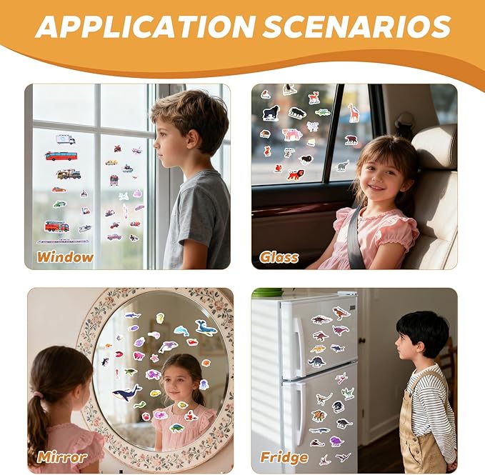 6 Sets Reusable Sticker Books for Toddlers 2-4 Years, Jelly Sticker Activity Books for Kids, Travel Toys for Toddlers Ages 2+ Girls & Boys