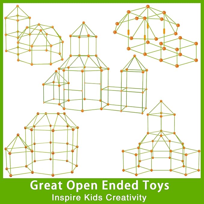 V-Opitos 180 Pack Fort Building Kits for Kids Age 4, 5, 6, 7, 8+ Years Old, Creative Building Toys for DIY Castles, Tunnels, Play Tent, Ideal Christmas, Birthday Gifts for Boys & Girls