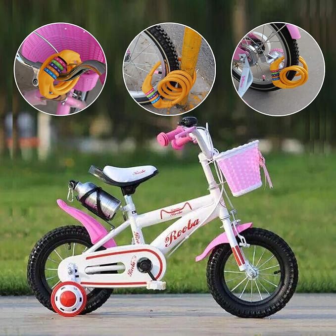 Bike Lock Cable - 4 Feet Resettable Cable Lock - Self Coiling 5 Digit Combination Bicycle Lock (Orange)