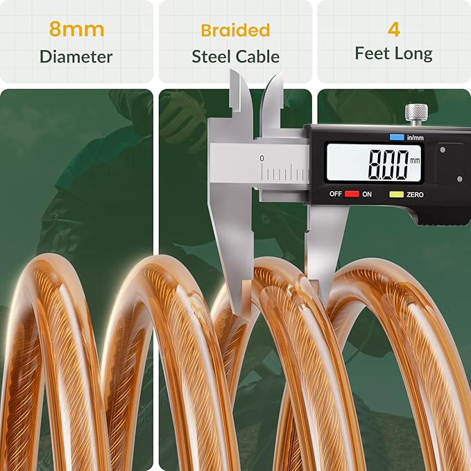 Titanker Bike Lock Cable, 4 Feet Bike Cable Lock Basic Self Coiling Kids Bike Lock Combination with Complimentary Mounting Bracket, 5/16 Inch Diameter (4FT, Orange-8mm)