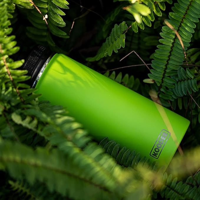 koodee Insulated Water Bottle, 18 oz Stainless Steel Double Wall Vacuum Wide Mouth Sport Bottle with Leakproof Spout Lid (Apple Green)
