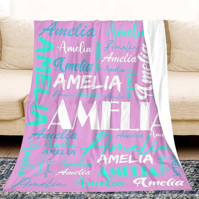 Dr.TOUGH Personalized Name Blanket Personalized Blanket for Adult Kids Flannel Customized Personalized Blankets and Throws