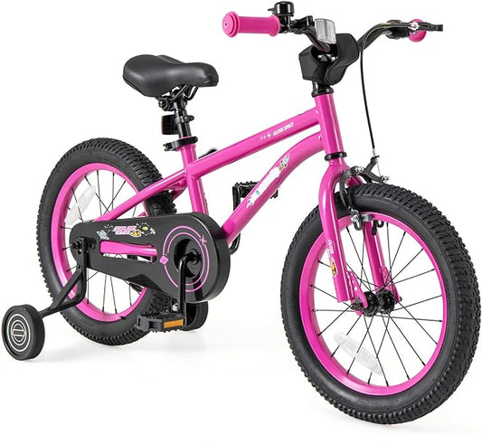 BABY JOY Outer Space Kids Bike, 14 16 18 Inch Sport Bicycle for 3-8 Years Old w/Adjustable Saddle, Training Wheels, Widened Tyre, Handbrake & Coaster Brake, 95% Pre-Assembled Girls Boys Bike