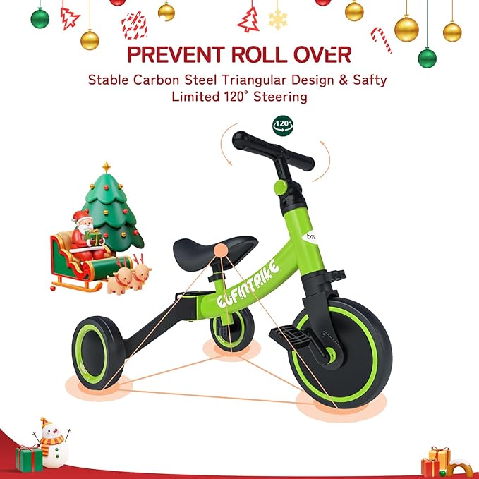 besrey 5 in 1 Toddler Bike for 1 Year to 4 Years Old Kids, Toddler Tricycle Kids Trikes Tricycle, Toys for Boy & Girl, Balance Training, Removable Pedals