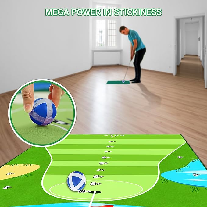 Dollox Golf Chipping Game Set with Hitting Mat – Indoor & Outdoor Practice Kit for Adults & Kids, Family Golf Game with 20 Sticky Balls (No Club)