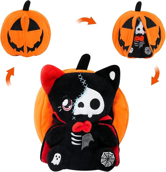 Halloween Pumpkin Plush Toy, Reversible Vampire Bear Stuffed Animals,Pumpkin Plushies for Kids and Party Decoration