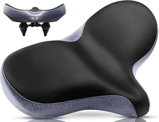 X WING New-Age Noseless Bike Seat Cushion for Men & Women - Extra Padding & Wide - Suitable for City, Electric, Stationary Bikes - Compatible with Peloton Bikes – Wide Winged Bike Seat with Cushion
