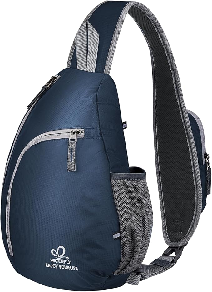 WATERFLY Crossbody Sling Bag Small Water Resistant Backpack Lightweight Shoulder Chest Daypack for Men Women Hiking Travel