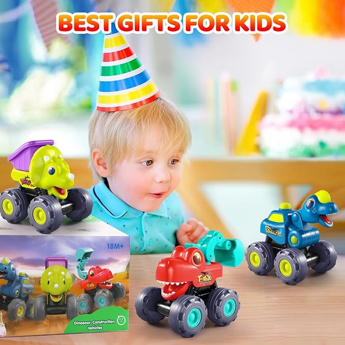 OCATO Dinosaur Monster Trucks for Toddlers 2-4 Years Kids Toy Boys 3-5, Dinosaur Toys for Kids 2 3 4 5 Year Old Boy Girl Birthday Gift Xmas Stocking Stuffers Baby Toddler Boy Toys Gifts Age 2 3 4