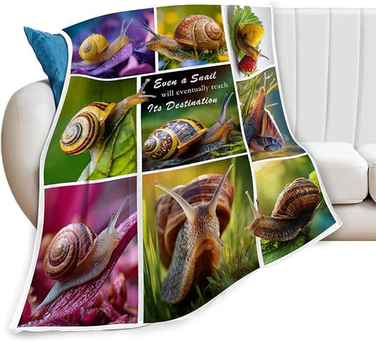 Snail Blanket Snail Lover Throw Blankets Gifts for Girls Boys Kids Soft Cozy Fleece Plush for Couch Sofa Bed 80"x60"