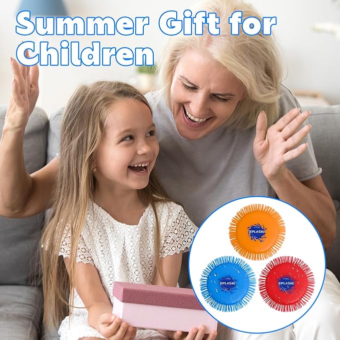 3Pcs Splash Water Flying Discs, Kids Water Splash Toy, Beach Flying Disc Pool Toy, Soft Water Game Disc Outdoor Summer Beach Toys and Swimming Pool Toys for Kids and Adults
