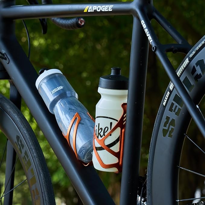 Corki Cycles Bike Water Bottle Holder Aluminum Alloy, Universal Bike Water Bottle Cage for Road, Mountain and Gravel Bikes -2 Pack - Orange