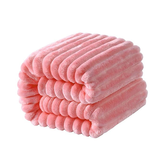 NTBAY Flannel Fuzzy Toddler Blanket, Fluffy Warm and Lightweight Reversible Stripes Design Baby Plush Blanket, 30x40 Inches, Pink