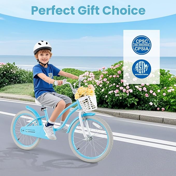 COSTWAY Kids Bike, 12 14 16 18 Inch Toddler Bike Children Bicycle w/Training Wheels, Hand & Coaster Brakes, Adjustable Saddle & Handlebar, Basket, Bell, Kids Bicycle for Girls Boys Aged 3-8 Years Old