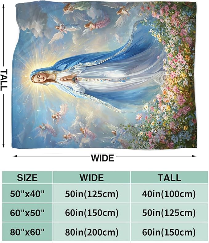 Virgin Mary Virgen de Guadalupe Blanket, Our Lady of Guadalupe Throw Blanket, Cozy Flannel Soft Blankets Gift for Girls Couch Sofa Bed 80" x 60"