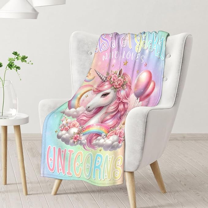 Unicorn Blanket Gifts, 40 x 50 Inches Soft Lightweight Blankets for Girls - Pink Cute Throw for Sofa Couch