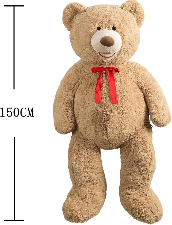 HollyHOME 5ft Giant Teddy Bear Stuffed Animal Huge Teddy Bear Plush with Big Footprints Valentines Gift 5 Feet Light Brown