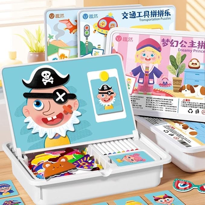 Magnetic Face Dress-Up Puzzle Book for Kids – Double-Sided Preschool Educational Travel Toy, Enhances Creativity & Learning, Portable & Easy Storage, Fun Tabletop Game for Toddlers 3-6