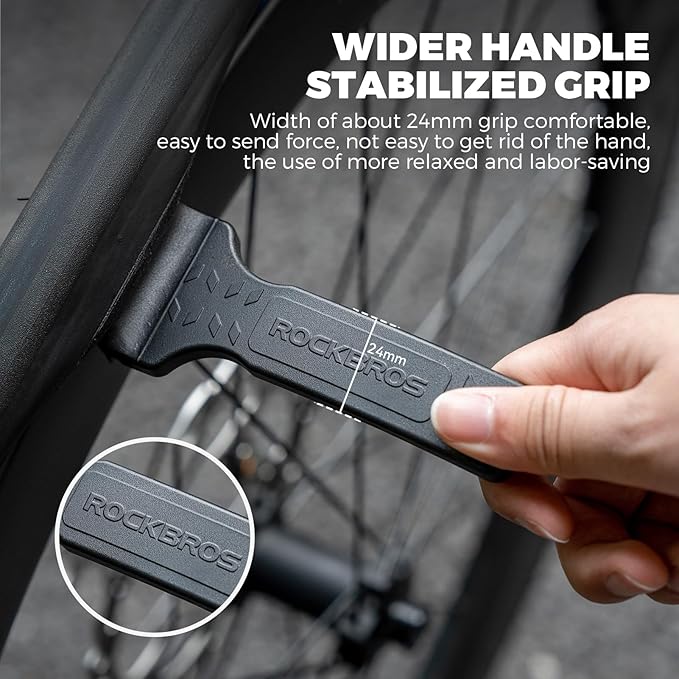 ROCKBROS Bike Tire Lever Tire Removal Tool Quick and Easy Tire Removal and Installation for Road or Mountain Bike Tires,Pack of 1,Black