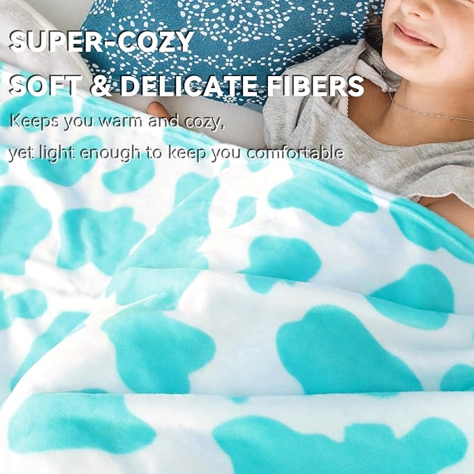 Blue Fleece Throw Blanket for Couch & Bed - Lightweight Soft Blankets for Women Fuzzy Plush Bedding, Sky Blue Gifts Room Decor for Teen Girls