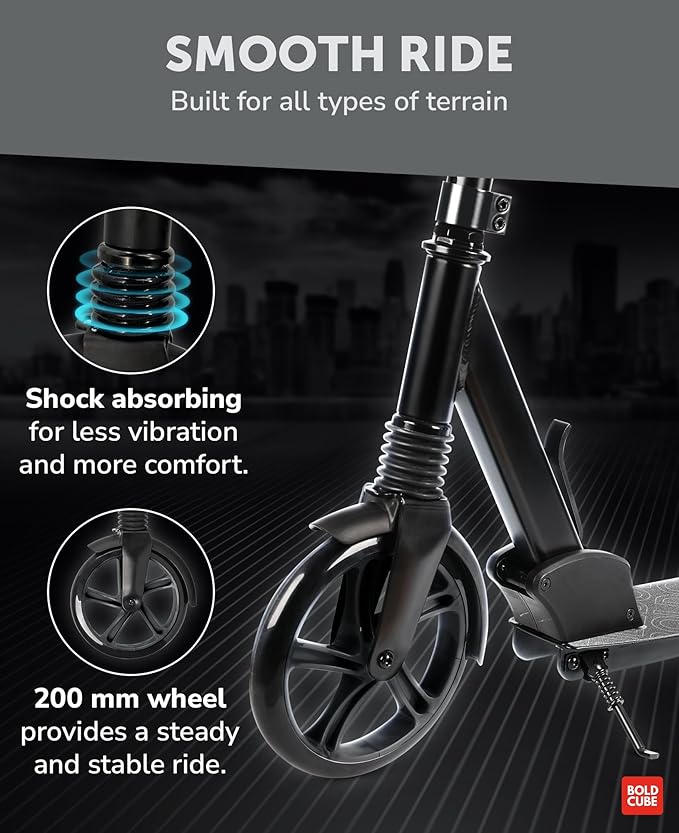 Big 2 Wheeler | Scooter for Kids & Teens Ages 7+ Years | Play & Commute | Front Suspension Fit with 200MM Wheels | Height Adjustable 86 to 111 cm
