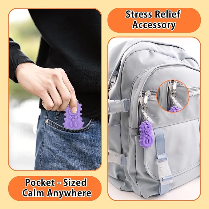 Sensory Toys Silicone Worry Stones 6 Packs - Fidget Toys for Autism Kids & Adults, Anxiety Relief Tools with Unique Shapes for School / Office Use, Calming Stress Toy & Fun Student Prizes