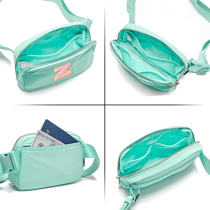 Gitus Belt Bag Fanny Pack Crossbody Bags with Initial Letter Patch Cute Stuff Birthday Gifts for Teenager Girls Trendy Preppy Stuff for Teen Girls Cool Stuff for Teens (Mint Green-Z)
