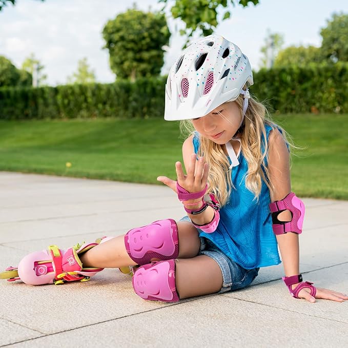 BOSONER Knee Pads for Kids Roller-Skating: Adjustable Protective Gear Set Knee Elbow Pads Wrist Guards for Bike Cycling Skateboarding Scooter Gifts 3-8/9-15 Years Boys Girls