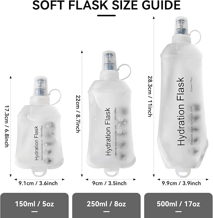 150ml Soft Flask Soft Water Bottle for Running, Hiking, Travelling, Cycling and Climbing - White