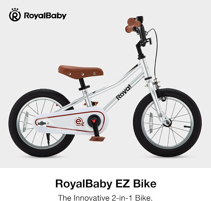 RoyalBaby Kids Bike, Terra EZ Balance to Pedal Convertable Bicycle, 14 16 18 Inch Easy Learn Balancing to Biking Boys Girls Ages 3-9 Years Beginners