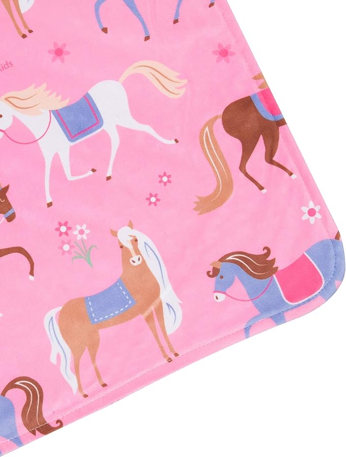 Wildkin Plush Baby Blanket – Soft & Cozy Comfort, Ideal for Toddlers, Travel & Daycare - Horses