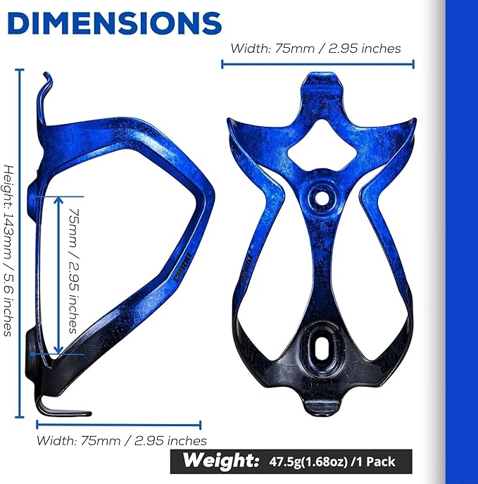 Bike Water Bottle Holder Bicycle Cage for Mountain Road MTB Gravel Adult Bikes Cycling Universal Carrier Rack 2 Pack Aluminum Alloy Ultralight Kettle Drink Accessories Blue Black