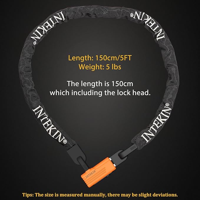 Bike Chain Lock 3FT/4FT/5FT Heavy Duty Bike Lock Anti-Theft Bicycle Chain Lock 8mm/10mm Thicker Bicycle Lock Chain Bike Lock with 3 Keys for Bike, Motorcycle