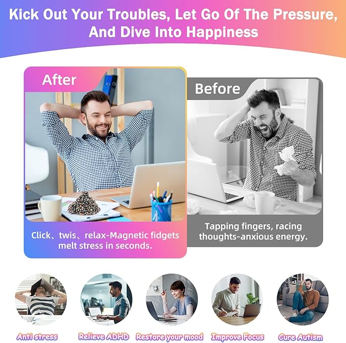 1100pcs Desk Fidget Toys for Adults, Stress & Anxiety Relief, Sensory Fidget Toys for Office, ADHD, Autism,Ideal Gift (1100Pcs Colorful)