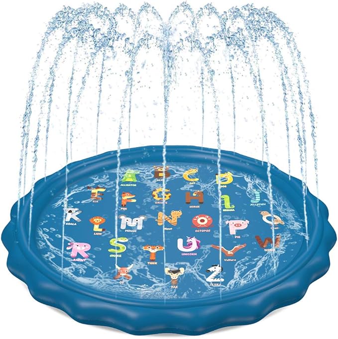 Jasonwell Splash Pad Sprinkler for Kids 60" Splash Play Mat Outdoor Water Toys Inflatable Splash Pad Baby Toddler Pool Boys Girls Children Outside Backyard Dog Sprinkler Pool for Age 1 2 3 4 5 6 7 8 9