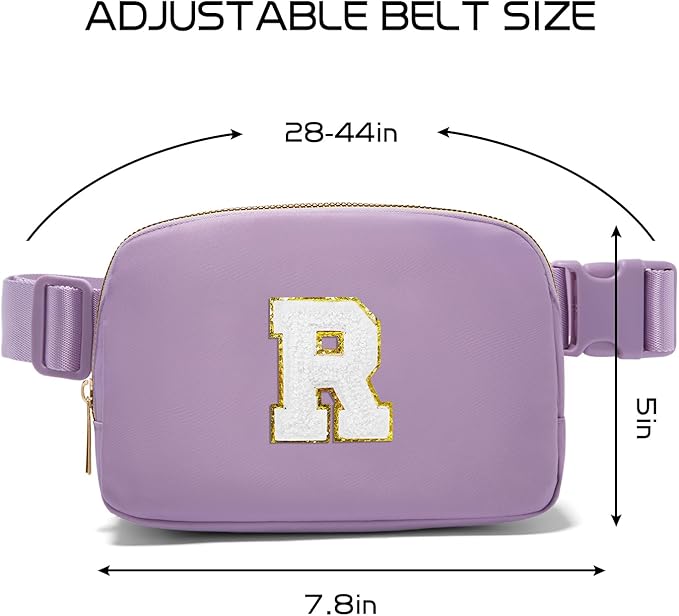 Gitus Birthday Gifts for 8 9 10 11 12 13 Year Old Girls Personalized Fanny Pack Crossbody Bags with Initial Letter Patch Belt Bag for Teen Girls Cute Trendy Stuff Travel Essentials (Lavender-R)